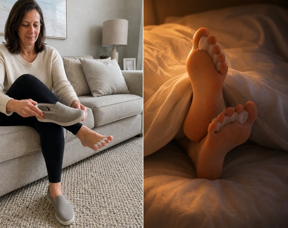 In my shoes all day. In bed all night.