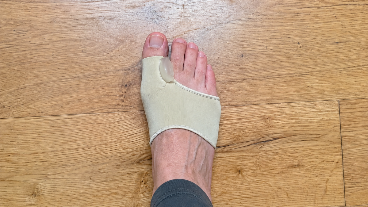Bunion sleeve worn on a foot